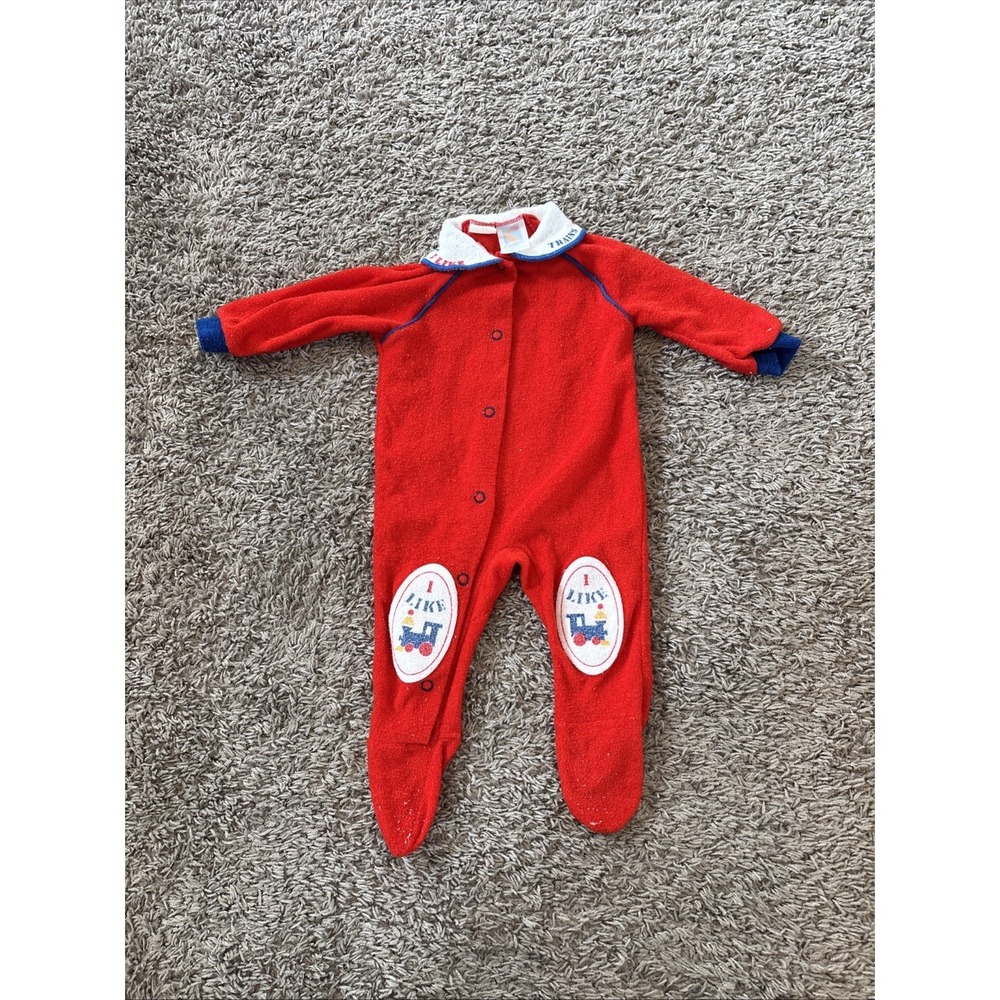 Vintage 80s Carter's‎ Terry Cloth Outfit Small 12-18 Lbs Baby Red Suit